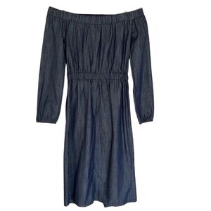 Charlotte Russe‎ Milkyway Blue Chambray Long Sleeve Off the Shoulder Dress NWT